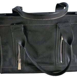 VINTAGE Michael Kors Handbag Leather Black Zip Front Pocket